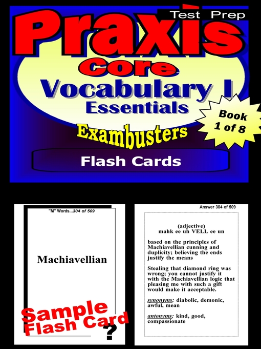 Cover image for PRAXIS 1 Test Fundamental Vocabulary—PRAXIS Flashcards—PRAXIS 1 Prep Exam Workbook 1 of 8